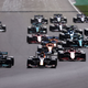 F1 cars racing at the British grand Prix in Silverstone